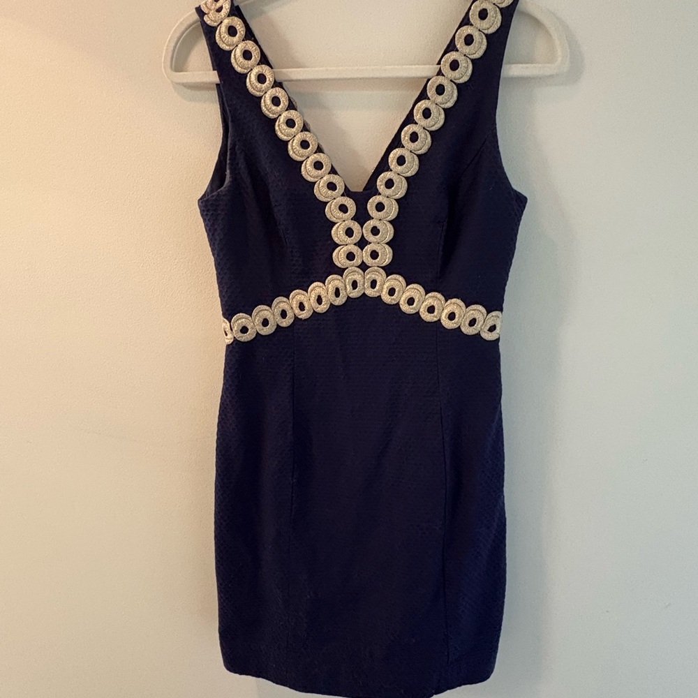 Lilly Pulitzer Navy Dress with Cream Detailing